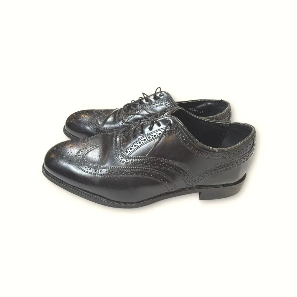 Florsheim Mens‎ Leather Wingtip Oxford Dress Shoes Black Size 10 3E